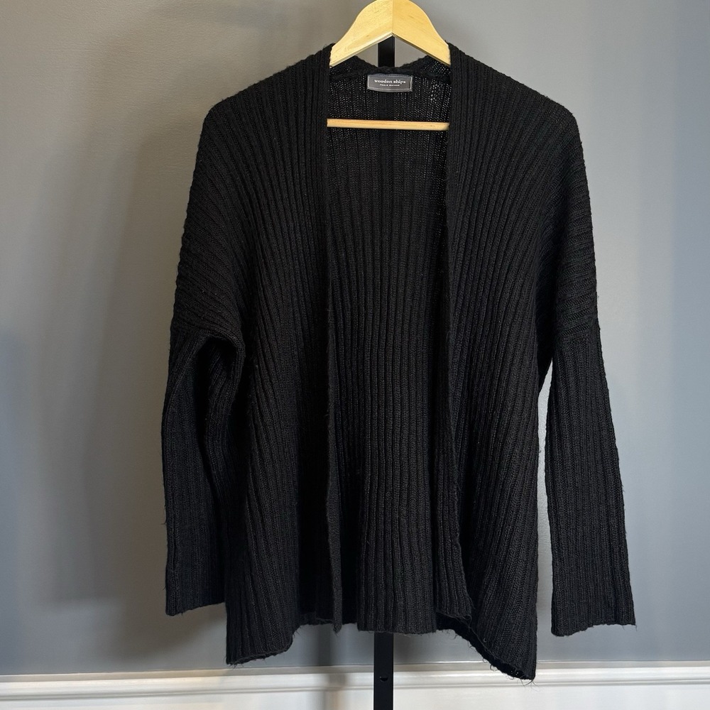 Wooden Ships Paola Buendia Open Front Cardigan-Loose Knit-Black S/M